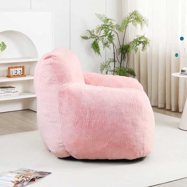 English Elm Bean Bag Chair - Plush Faux-Fur Sofa With Armrests, High-Density Foam, Easy Care, Ideal For Relaxing W2200P313804
