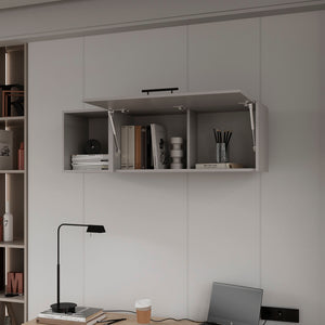 English Elm Wall Cabinet Conway Smoke Engineered Wood Office Storage with Open Shelf, Dual Compartments, Handle B092P238712