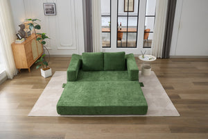 English Elm Modern Modular Chenille Sofa Bed Fold-Out Convertible Floor Couch with Removable Backrest & Pockets in Green W1829P192398