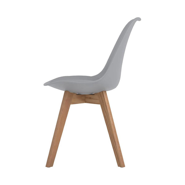 English Elm Set Of 2 Mid-Century Modern Grey Polypropylene Dining Side Chairs With Durable Wooden Legs B016P223203-GIGA