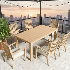 English Elm Set of 4 Outdoor Aluminum Dining Chairs Wood Grain Texture Waterproof Cushioned Patio Gray+ Khaki B082P455186