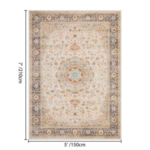 English Elm Premier Traditional Ivory Low Pile Area Rug for Entryways Living Rooms and Dining Spaces B186P479368
