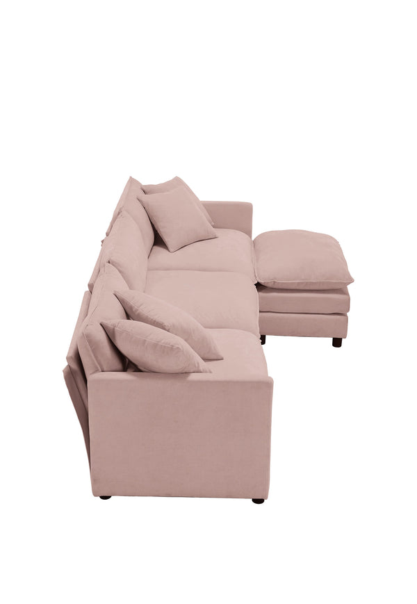 English Elm 108-inch Modular Chenille Sectional Sofa Deep Seat L-shape for Open Living Rooms Pink W2795S00047