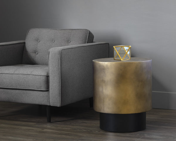 Sunpan Bernaby End Table - Elegant Round Design with Hand-Painted Finish, Perfect for Contemporary Spaces Antique Brass