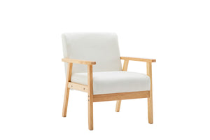 English Elm Bari Mid-century Accent Chair Beige Linen Upholstery Natural Wood Arms Compact Seat B2749P413362
