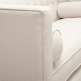 English Elm Jack 84" Modern Tuxedo Tufted Sofa, Sky Neutral Beige Polyester