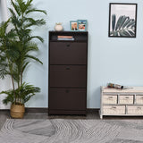 English Elm Homcom Slim Shoe Cabinet, Trendy Shoe Storage Cabinet With 3 Large Fold-Out Drawers & A Spacious Top Surface For Small Items, Espresso