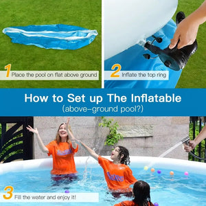 English Elm Inflatable Round Family Pool with Butterfly Print and Reinforced Pvc Mesh Sidewalls W2710P305024