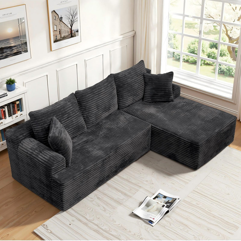 English Elm Modern Chenille Sectional Sofa with Chaise Modular L Shape for Living Rooms W3653P443553