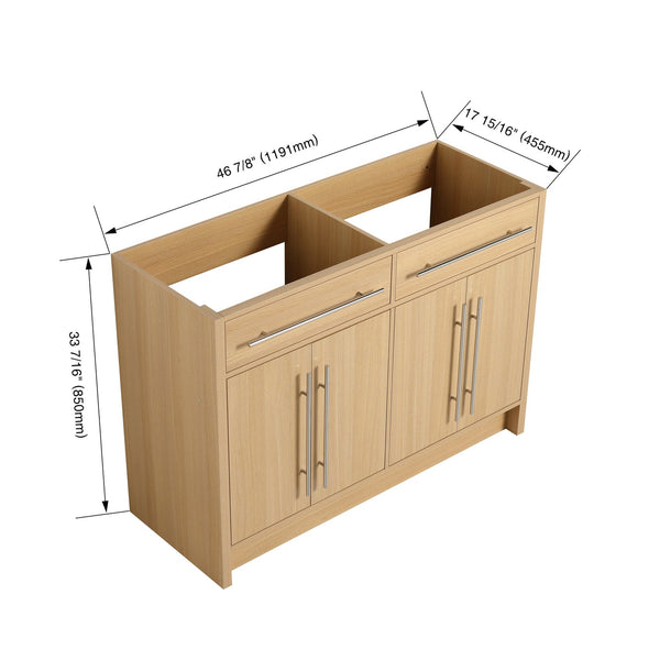 English Elm 48" Freestanding Bathroom Vanity Cabinet 4 Soft-Closing Doors Original Oak Plywood KD Pack Easy Assemble W1972P348986