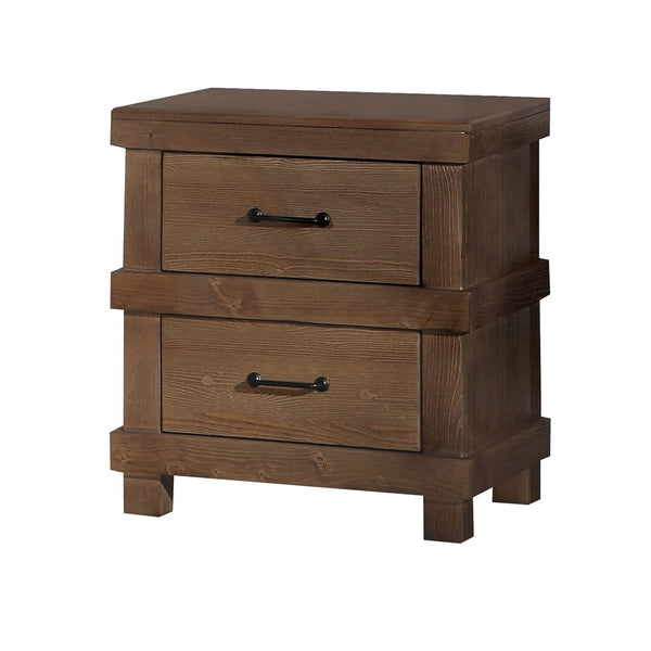 English Elm Adams Antique Oak Finish Nightstand with Two Felt-Lined Drawers, Dovetail Construction & Metal Handles B2726P263270