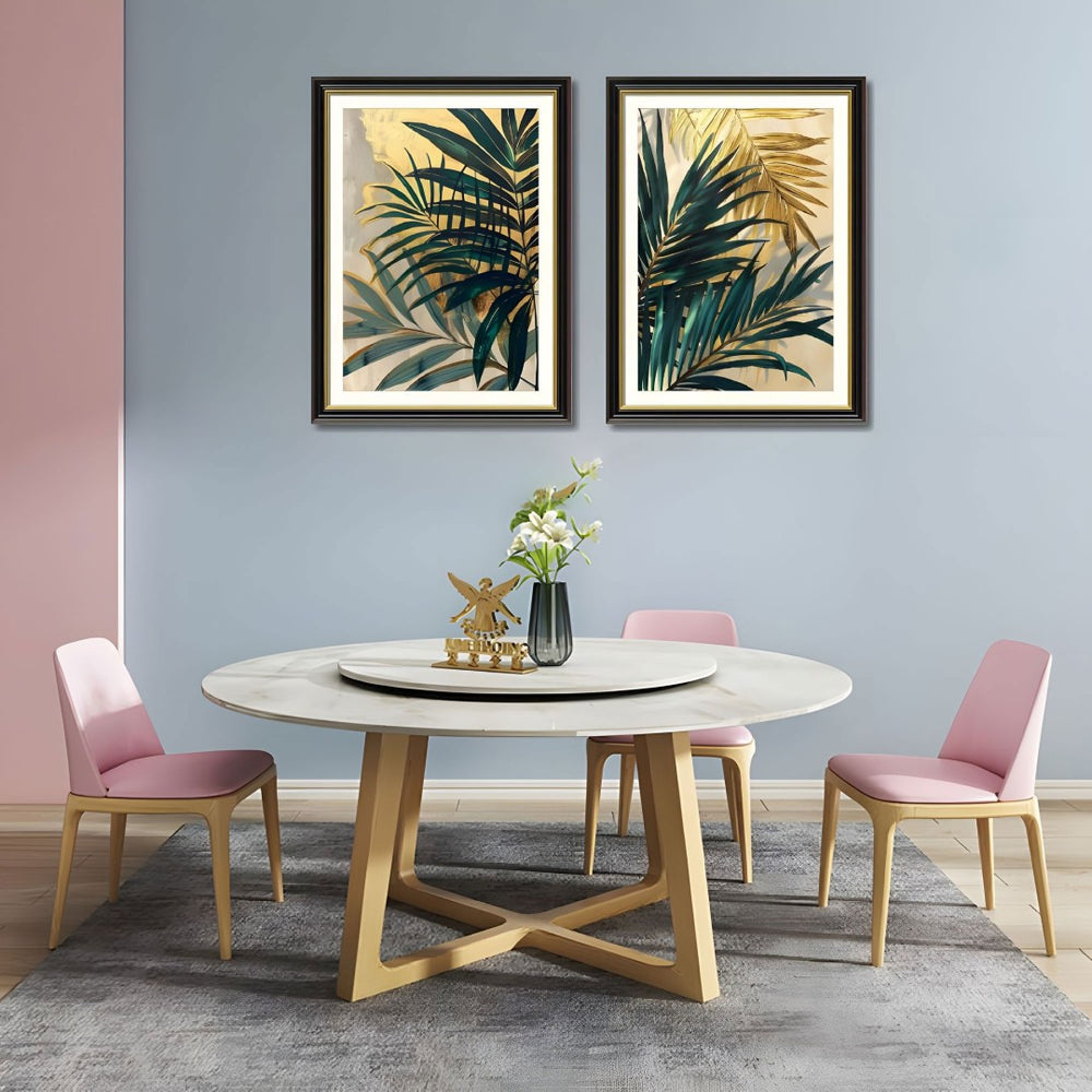 English Elm Set Of 2 Framed Tropical Palm Leaf Canvas Prints – Modern Botanical Wall Art For Any Room Decor T3976P383236-GIGA