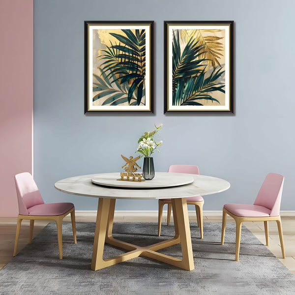 English Elm Set Of 2 Framed Tropical Palm Leaf Canvas Prints – Modern Botanical Wall Art For Any Room Decor T3976P383236-GIGA