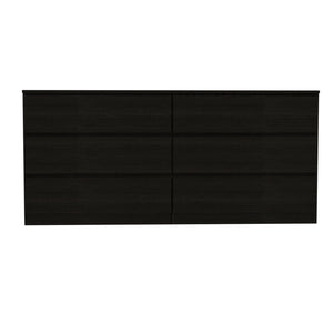 English Elm Seul Six Drawer Double Dresser Superior Top — 60.4" Wide Spacious Surface, Smooth All-Metal Rails, Sleek Design Black 36 L x 24 W x 6 H B128S00115