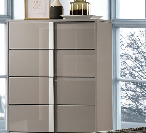 English Elm 1pc Chest Transitional Weathered Finish 5-Drawer Tall Dresser with Dentil Molding and Metal Knobs taupe 34 L x 21 W x 52 H B2741P372197