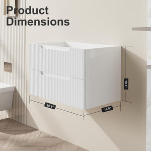 English Elm Goodyo 30" Floating Bathroom Vanity Cabinet Wall-Mounted Modern MDF Vanity with Soft-Close Drawers White D163096366