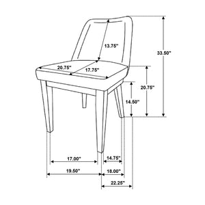 English Elm Set of 2 Tan Upholstered Dining Chairs with Rubberwood Tapered Legs Mid-century Style B016P445356
