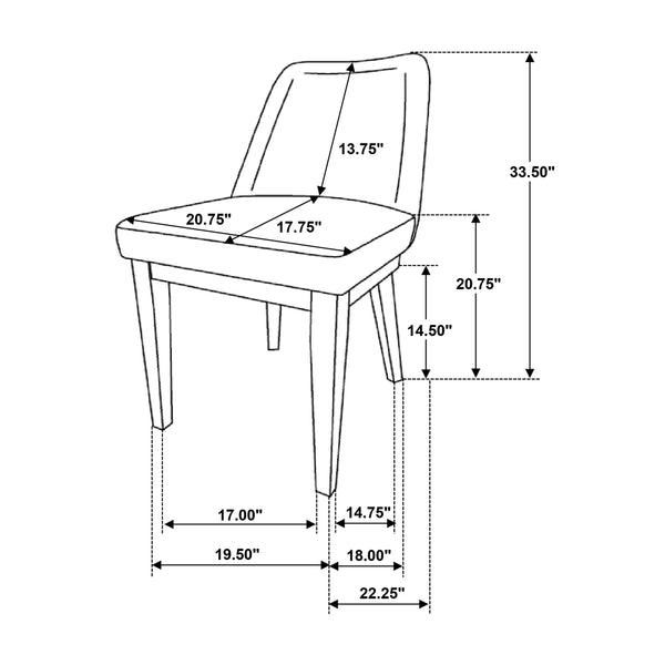 English Elm Set of 2 Tan Upholstered Dining Chairs with Rubberwood Tapered Legs Mid-century Style B016P445356
