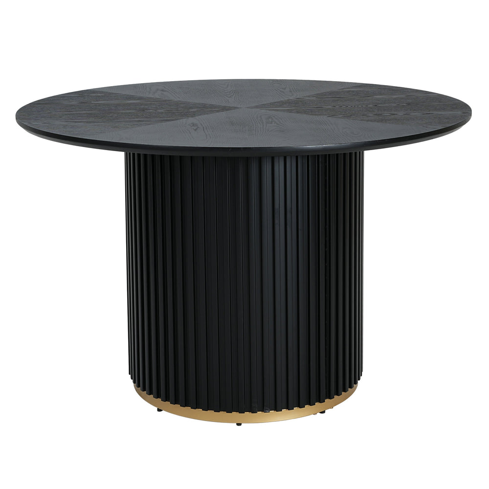 English Elm Christopher Knight Home® - 47.25" Round Pedestal Dining Table – Stylish Black Finish For Versatile Dining And Display Use N771P358147H_N771P358148H