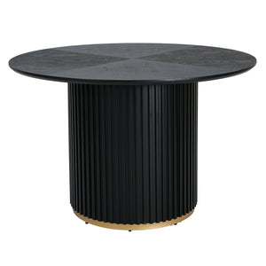 English Elm Christopher Knight Home® - 47.25" Round Pedestal Dining Table – Stylish Black Finish For Versatile Dining And Display Use N771P358147H_N771P358148H