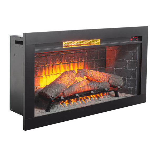 English Elm 36 Inch Infrared Quartz Fireplace Insert with Trim Kit 3d Ember Bed Touch Control W1769P405042