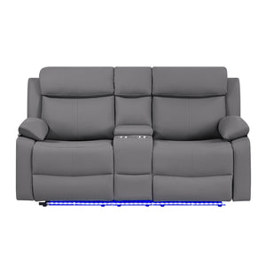 English Elm Blanche Reclining Loveseat with Led Backrest Lighting Console and Pillow Top Arms B201P412052