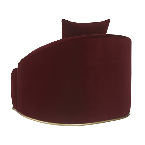 Sunpan Astrid Armchair - Luxurious Velvet Tufted Design with Antique Brass Frame for Elegant Living Spaces Merlot
