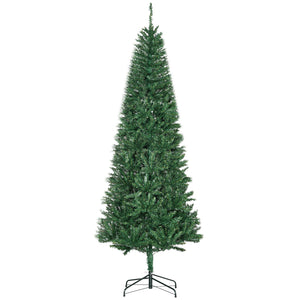English Elm Homcom 7' Slim Fir Artificial Christmas Tree - Realistic, Space-Saving Design For Holiday Cheer W2225P229505