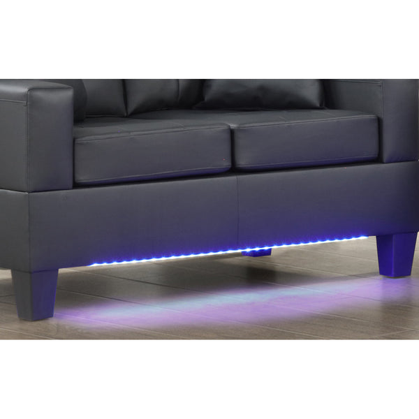 English Elm PVC Loveseat with Tufted Cushions, Built-In LED Ambient Lighting & USB Charger for Modern Comfort B016P402317