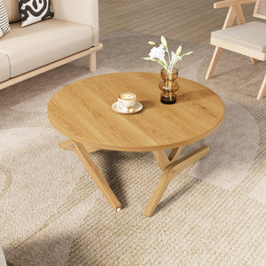 English Elm Round Solid Rubberwood Adjustable Height Coffee Cocktail Table for Modern Living Rooms N735P369877N