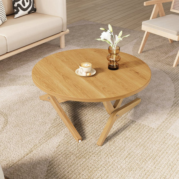 English Elm Round Solid Rubberwood Adjustable Height Coffee Cocktail Table for Modern Living Rooms N735P369877N