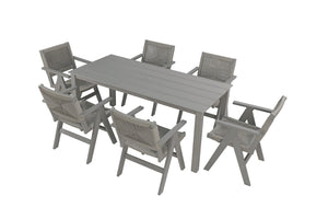 English Elm 68.9-inch Outdoor Rectangular Dining Table Hips Wood Grain Seats Six with Umbrella Hole W2085P364131