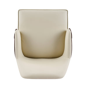 English Elm Indoor Two-tone Fabric Armchair Set Curved Back Ergonomic Dining Accent Seating Beige,Brown N779P370716L