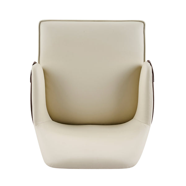 English Elm Indoor Two-tone Fabric Armchair Set Curved Back Ergonomic Dining Accent Seating Beige,Brown N779P370716L
