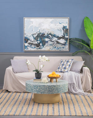 English Elm 47.2X35.4" Cerulean Seas Hand-Painted Wall Art - Stunning Ocean-Inspired Décor For Any Room W2078P313339