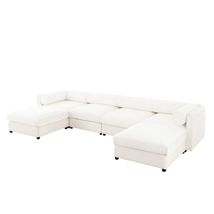 English Elm Modular Sectional Sofa With Hidden Storage, Luxurious Chenille U-Shaped Couch For Modern Living W714S01043