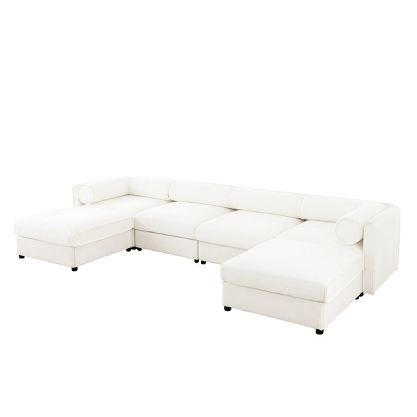 English Elm Modular Sectional Sofa With Hidden Storage, Luxurious Chenille U-Shaped Couch For Modern Living W714S01043