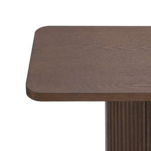 English Elm Console Table with Ash Veneer Top Fluted Pedestal Base and Metal Accents for Entryway N760P359389D