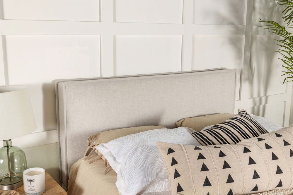 English Elm Sand Upholstered Headboard with Flanged Border for Queen Full Minimalist Bedrooms B062P153880