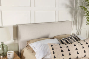 English Elm Sand Upholstered Headboard with Flanged Border for Queen Full Minimalist Bedrooms B062P153880
