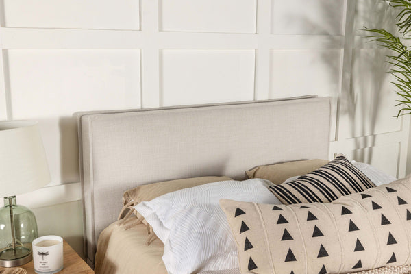 English Elm Sand Upholstered Headboard with Flanged Border for Queen Full Minimalist Bedrooms B062P153880