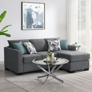 English Elm Pacheco Upholstered Sleeper Sectional with Chaise and Pullout Bed, Patterned Pillows & Sturdy Frame Grey B062P375540