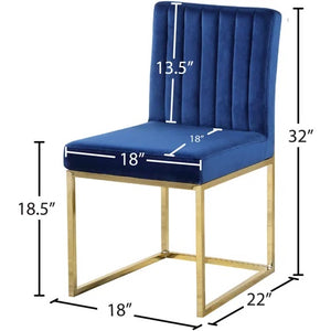 English Elm Contemporary Velvet Dining Chair Set of 2 in Blue with Plush Upholstery & Gold-Plated Legs, Stylish Comfort B011P361875