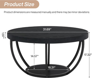 English Elm 2-tier Round Coffee Table Engineered Wood Top Arc Steel Legs Living Room Accent T3971P452225