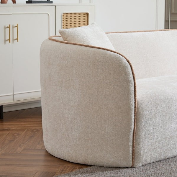 English Elm Coral Boucle Curved Sofa Sculptural Three Seater for Modern Living Spaces N773P240634S_N773P240653S