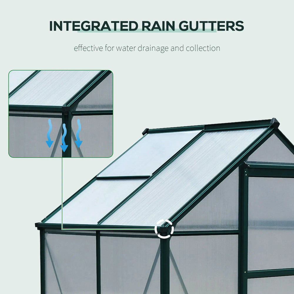 English Elm Silver Aluminum Walk-in Greenhouse with Polycarbonate Panels and Adjustable Roof Vent T3971S00009