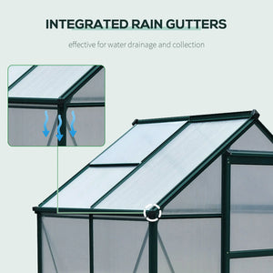 English Elm Silver Aluminum Walk-in Greenhouse with Polycarbonate Panels and Adjustable Roof Vent T3971S00009