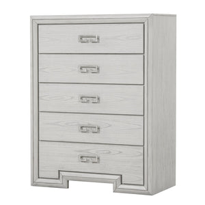 English Elm Transitional Rustic White Tall Chest Solid Wood Dovetail Drawers Bedroom Storage B2741P370876