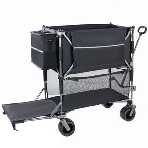 English Elm 55" Double Decker Collapsible Wagon 560lb Capacity Alloy Steel Frame All-terrain Wheels Black W2932P405185