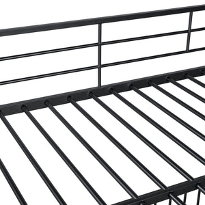 English Elm Full Full over Full Metal Bunk Bed with Slide, Interchangeable Stairs, Gate & Safety Guardrails for Kids Black SF000170AAB